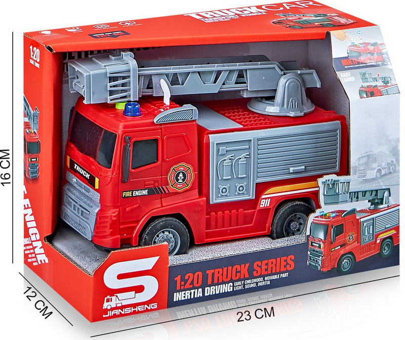 Камион Пожарна Стълба със Звук и Светлина 23×16×12 см